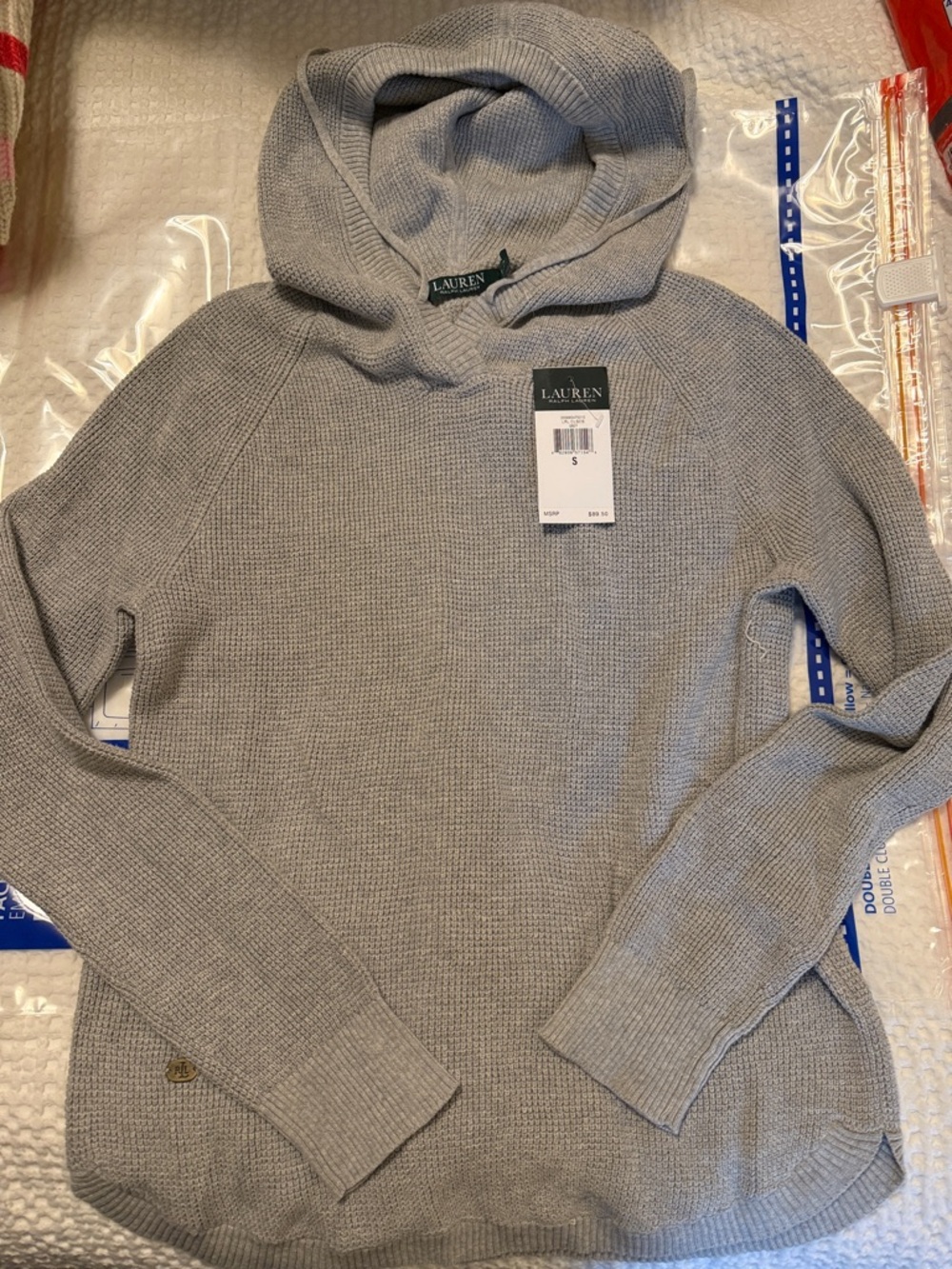 Lauren Ralph Lauren Gray Waffle-Knit Turtleneck Sweater